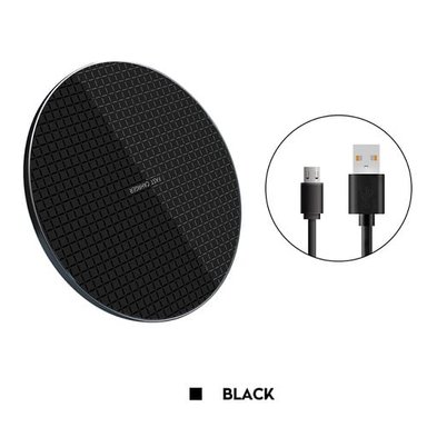 Cargador Celular Inalambrico 2A 20W Smartphone Android para Iphone pared casa redondo (negro) - 1