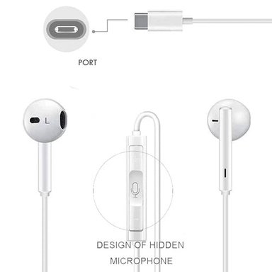 AUDÍFONOS CON CABLE Y MICROFONO ENTRADA TIPO C PARA IPHONE PARA SMARTPHONE CELULARES - 2