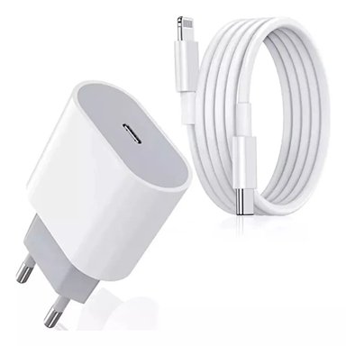 CARGADOR MÁS CABLE PARA IPHONE 20 W PACK CABLE LIGHTINING A TIPO C + CAJA CARGA TIPO C - 1