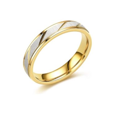 ANILLOS COMPROMISO TITANIO DORADO CON ZIRCONIOS PULVERIZADO PARA COMPROMISO MUJER Y HOMBRE/TALLA 6 - 1