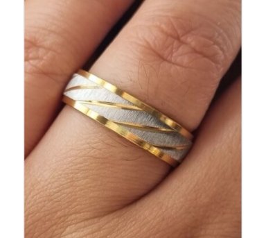 ANILLOS COMPROMISO TITANIO DORADO CON ZIRCONIOS PULVERIZADO PARA COMPROMISO MUJER Y HOMBRE/TALLA 6 - 5