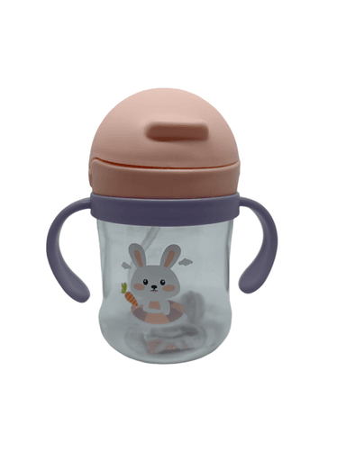 VASO CONEJITO ANTIDERRAME CON BOMBILLA Y ASAS BEBÉ 250ML 6M+ ROSADO - 1