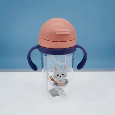 VASO CONEJITO ANTIDERRAME CON BOMBILLA Y ASAS BEBÉ 250ML 6M+ ROSADO - 5