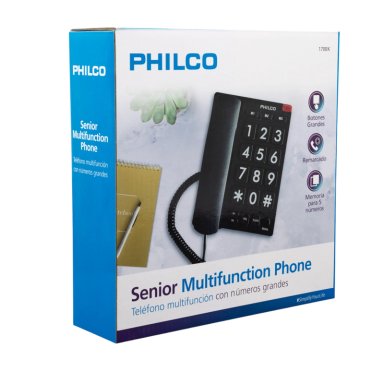 TELEFONO DE RED FIJA PHILCO ADULTO MAYOR CON NÚMEROS GRANDES 170BK - 7