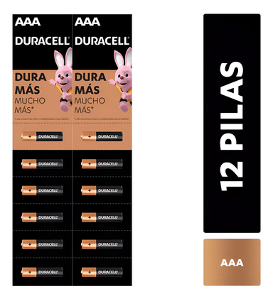 PACK 12 PILAS DURACELL AAA ALCALINA DE LARGA DURACION - 7