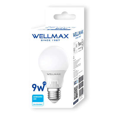 PACK OEM BALLET A60 9 W F DE 3 AMPOLLETAS WELLMAX E-27 9 W LUZ FRIA LED SAMSUNG - 3