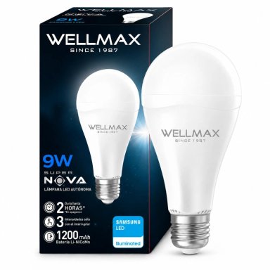 AMPOLLETA LED RECARGABLE DE EMERGENCIA WELLMAX SUPER NOVA 9W - 1