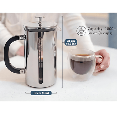 CAFETERA FRANCESA PREMIUM DE ACERO INOXIDABLE CUISCENT 1LT - 7