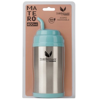 VASO TE RMICO MUG MATERO ACERO INOXIDABLE AQUA 400ML THERMOS - 3