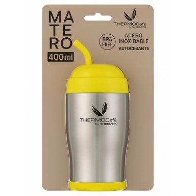 VASO TE RMICO MUG MATERO INOXIDABLE THERMOS AMARILLO 400ML - 3