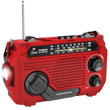 RADIO DE EMERGENCIA SOLAR RECARGABLE + DINAMO AM/ FM/ SW/ BT RED EDITION - 1