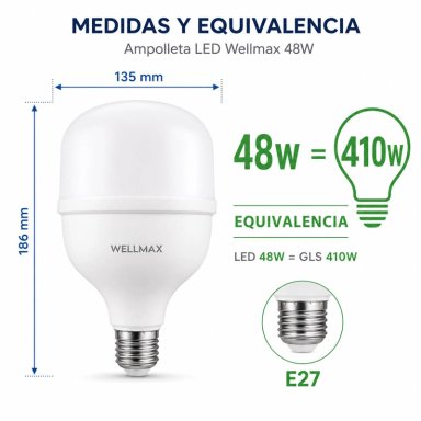 AMPOLLETA LED HAMMER 48W LUZ FRIA E27 CON CHIP LED SAMSUNG - 5