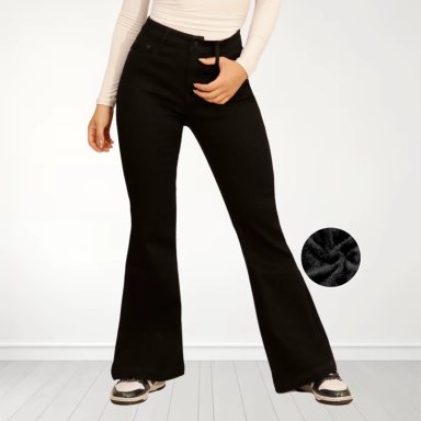 JEANS FLARE NEGRO CON POLAR PUSH UP ELASTICADO - 1