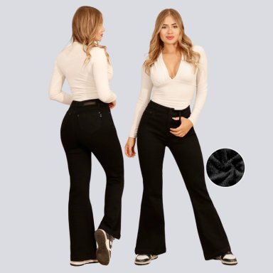 JEANS FLARE NEGRO CON POLAR PUSH UP ELASTICADO - 3