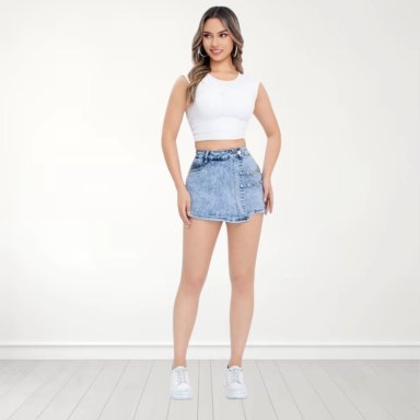 FALDA SHORT JEANS CELESTE PUSH UP ELASTICADA - 2