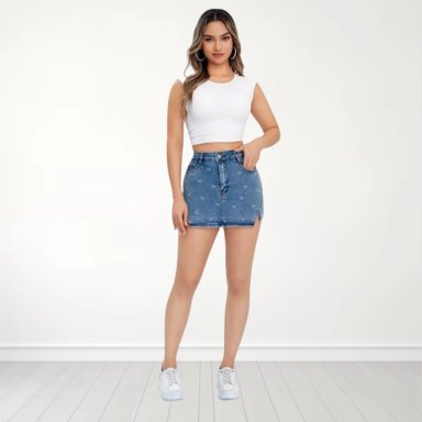 FALDA SHORT JEANS AZUL PUSH UP ELASTICADA - 2