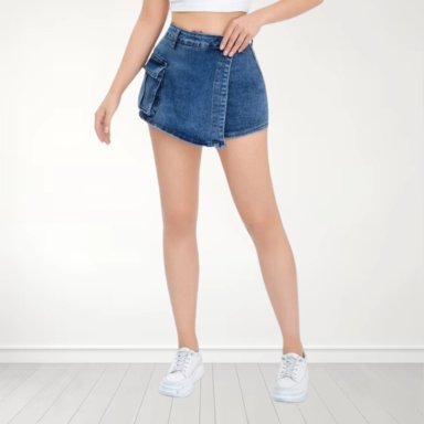 FALDA SHORT JEANS AZUL PUSH UP ELASTICADA - 1