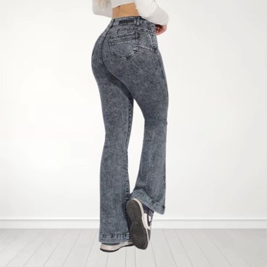 JEANS FLARE GRIS NEVADO PUSH UP ELASTICADO - 2