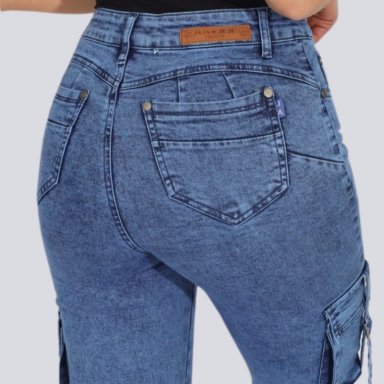 JEANS FLARE CARGO PUSH UP ELASTICADO - 4