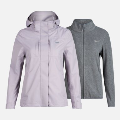 CHAQUETA MUJER TRES CRUCES FUSION-3 HOODY JACKET MALVA/GRIS MEDIO LIPPI - 1