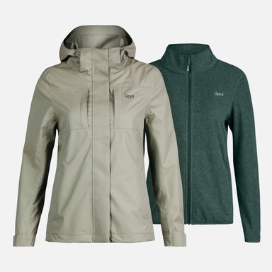 CHAQUETA MUJER TRES CRUCES FUSION-3 HOODY JACKET LAUREL/VERDE BOTELLA LIPPI - 1