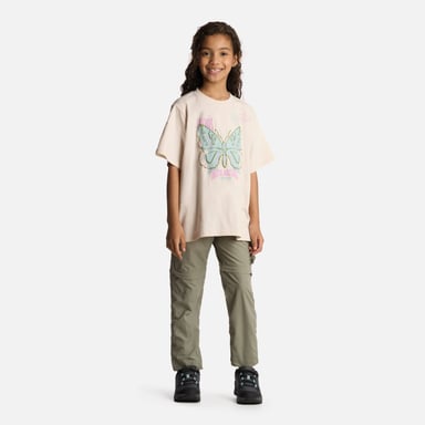POLERA ALGODÓN ORGÁNICO NIÑA LIPPI BEIGE BUTTERFLY OVERSIZE T-SHIRT MARFIL - 5