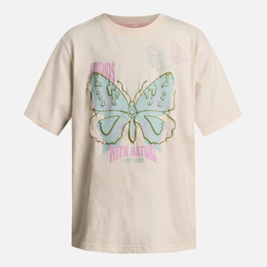 POLERA ALGODÓN ORGÁNICO NIÑA LIPPI BEIGE BUTTERFLY OVERSIZE T-SHIRT MARFIL - 6