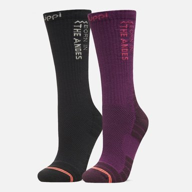 CALCETIN MUJER DUO TREKKING LIGHT PACK NEGRO/MORADO V25 - 1