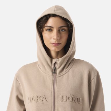 POLERON MUJER MOTOMAMI FULL ZIP TAUPE HAKA HONU - 4