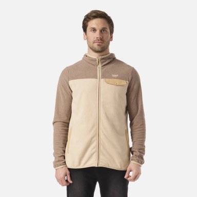POLAR HOMBRE FIREPLACE FULL ZIP HOODY SWEATSHIRT BEIGE LIPPI V26 - 1