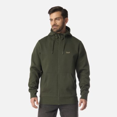 POLERON HOMBRE ULMO FULL ZIP HOODY SWEATSHIRT VERDE MILITAR LIPPI I26 - 1