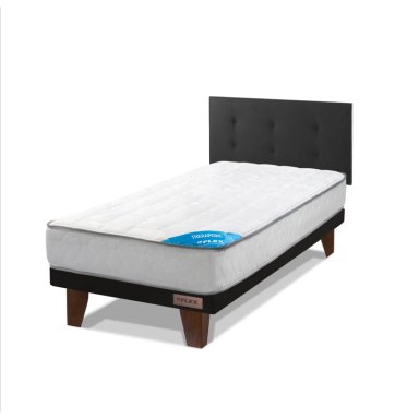 CAMA EUROPEA FLEX THERAPEDIC 1.5 PL + RESPALDO ROYAL EN COLOR NEGRO - 2