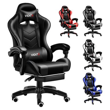 Silla Gamer Profesional GX2000 con Reposapiés-Negro - 5