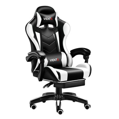 Silla Gamer Profesional GX2000 con Reposapiés-Blanco - 1