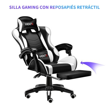 Silla Gamer Profesional GX2000 con Reposapiés-Blanco - 2