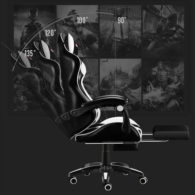 Silla Gamer Profesional GX2000 con Reposapiés-Blanco - 4