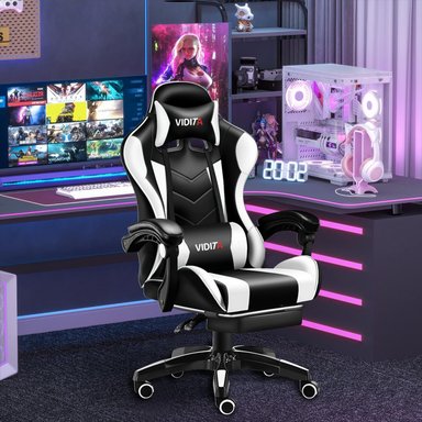 Silla Gamer Profesional GX2000 con Reposapiés-Blanco - 5