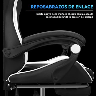 Silla Gamer Profesional GX2000 con Reposapiés-Blanco - 7