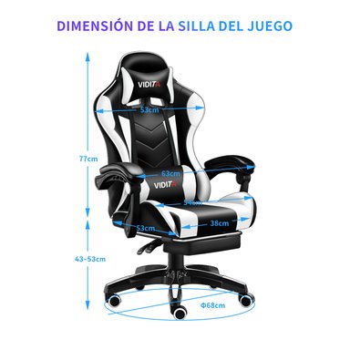 Silla Gamer Profesional GX2000 con Reposapiés-Blanco - 9