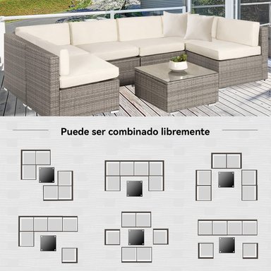 JUEGO LIVING TERRAZA - SOFÁ SECCIONAL 7 PIEZAS PE RATÁN JARDÍN - 3