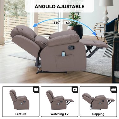 BERGER RECLINABLE CON MASAJES Y CALEFACCIÓN CUERO - 3
