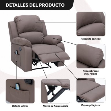 BERGER RECLINABLE CON MASAJES Y CALEFACCIÓN CUERO - 4