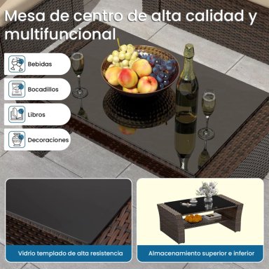 JUEGO DE LIVING DE TERRAZA 4 PERSONAS DE RATÁN SINTÉTICO - 3