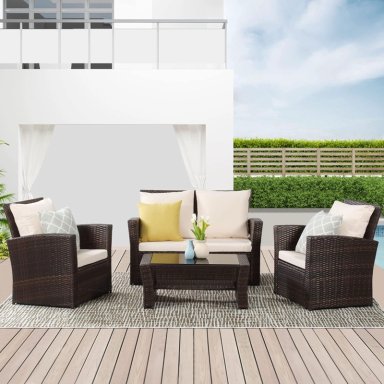 JUEGO DE LIVING DE TERRAZA 4 PERSONAS DE RATÁN SINTÉTICO - 7