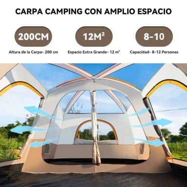 CARPA 10 PERSONAS IMPERMEABLE CON DOBLE CAPA Y VENTILACIÓN - 2