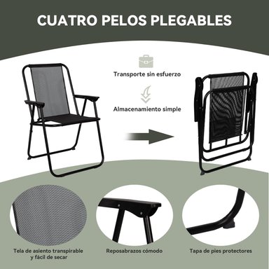 JUEGO DE COMEDOR TERRAZA DE 4 PERSONAS NEGRO - 3