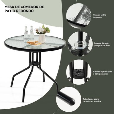 JUEGO DE COMEDOR TERRAZA DE 4 PERSONAS NEGRO - 4