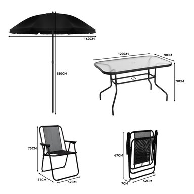 JUEGO DE COMEDOR Y TERRAZA DE 6 PERSONAS NEGRO - 7