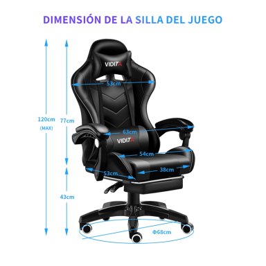 SILLA GAMER PROFESIONAL GX2000 CON REPOSAPIÉS-NEGRO - 3
