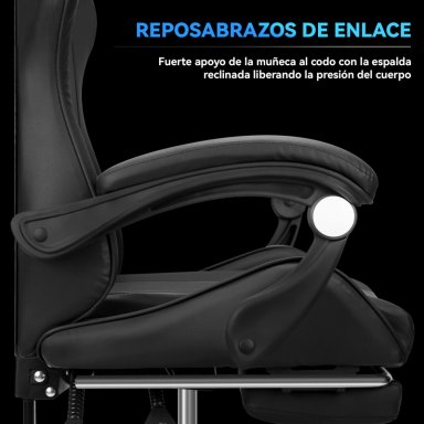 SILLA GAMER PROFESIONAL GX2000 CON REPOSAPIÉS-NEGRO - 7
